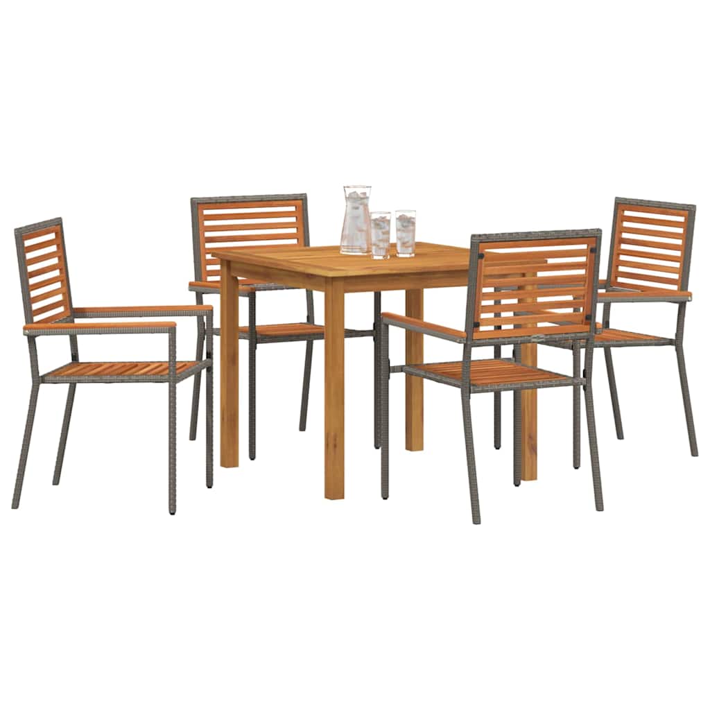 Garten Essgruppe 5 Stk. Grau Massivholz Akazie