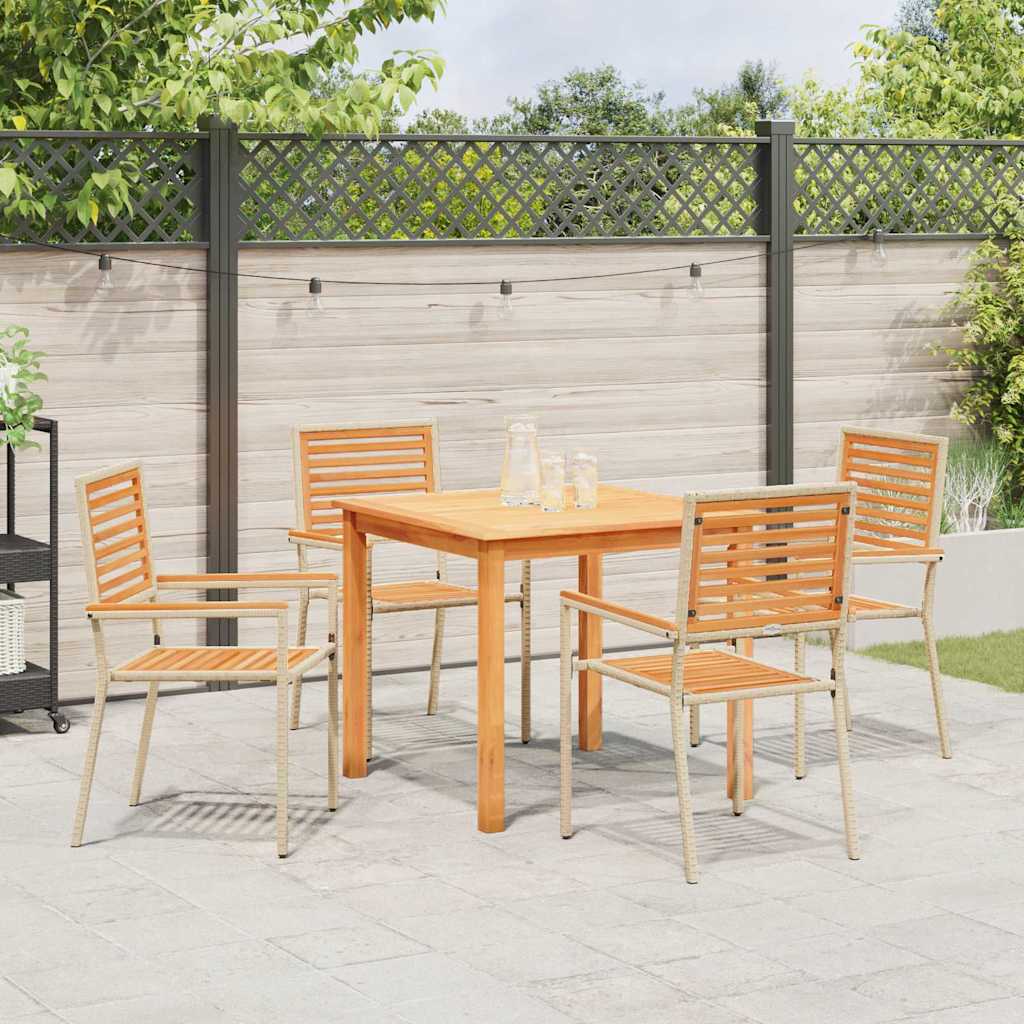 Garten Essgruppe 5 Stk. Beige Massivholz Akazie