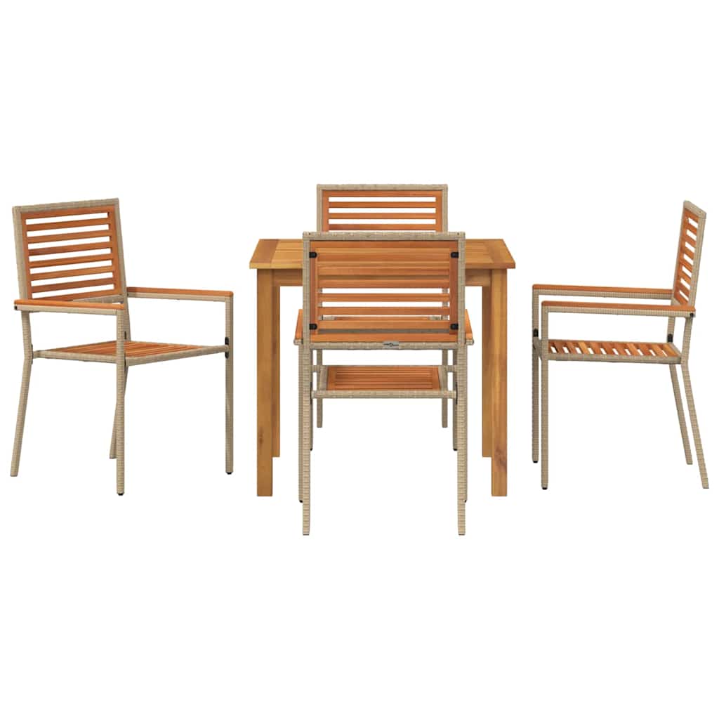 Garten Essgruppe 5 Stk. Beige Massivholz Akazie