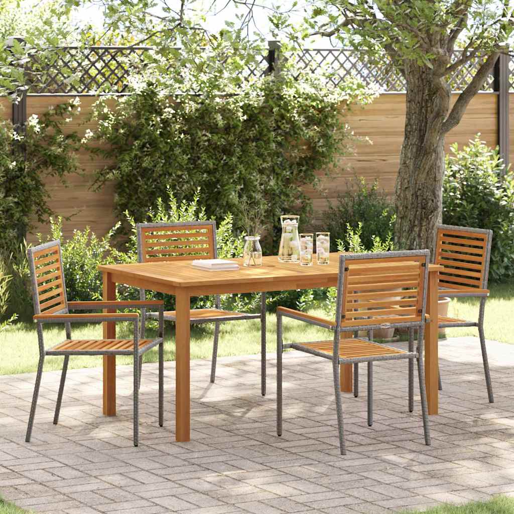 Garten Essgruppe 5 Stk. Grau Massivholz Akazie