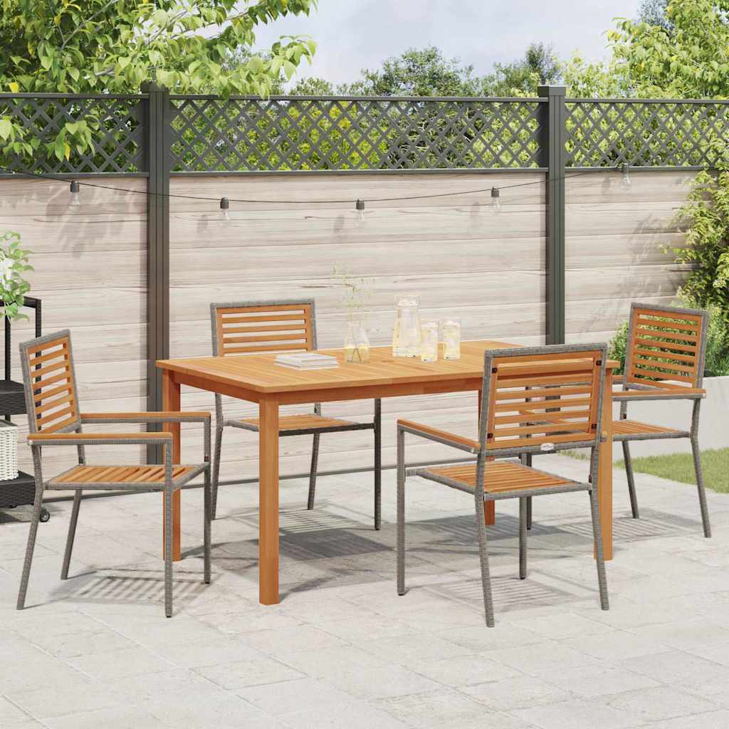 Garten Essgruppe 5 Stk. Grau Massivholz Akazie