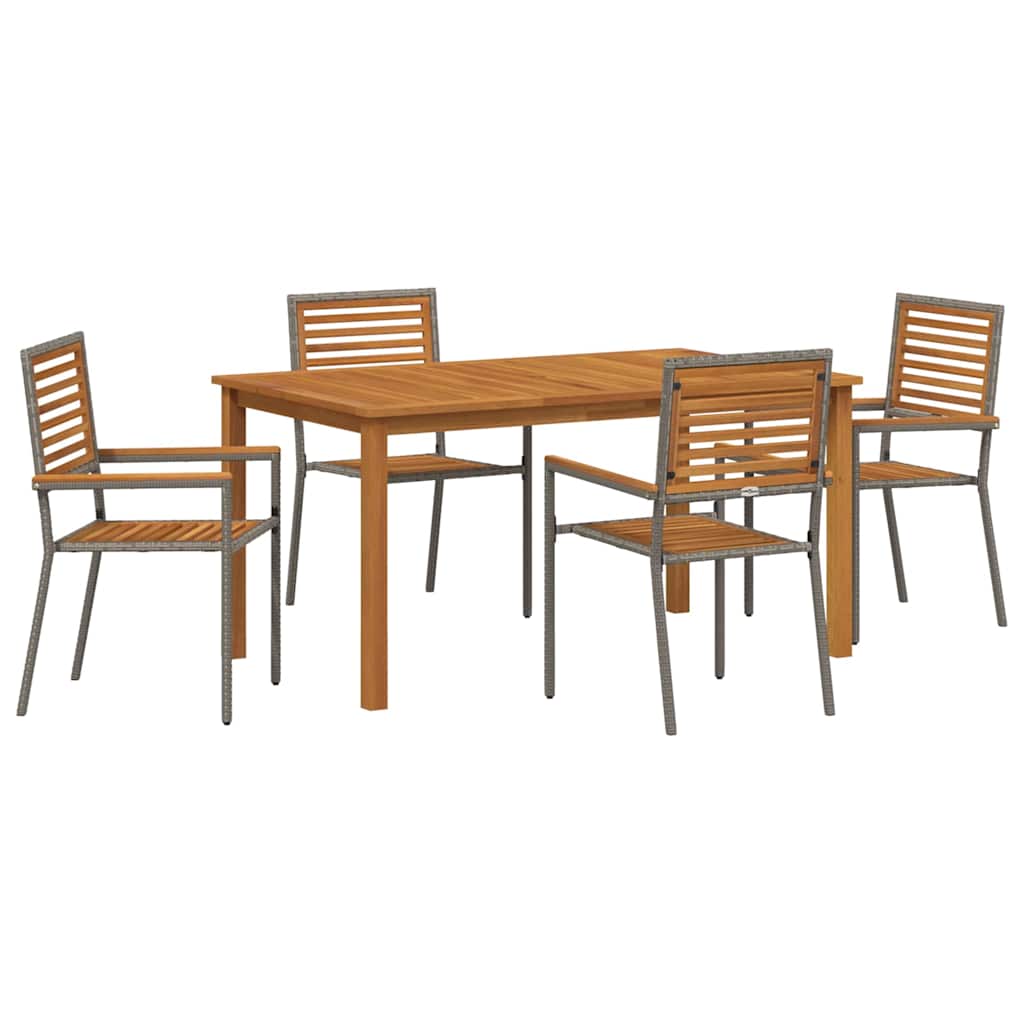 Garten Essgruppe 5 Stk. Grau Massivholz Akazie