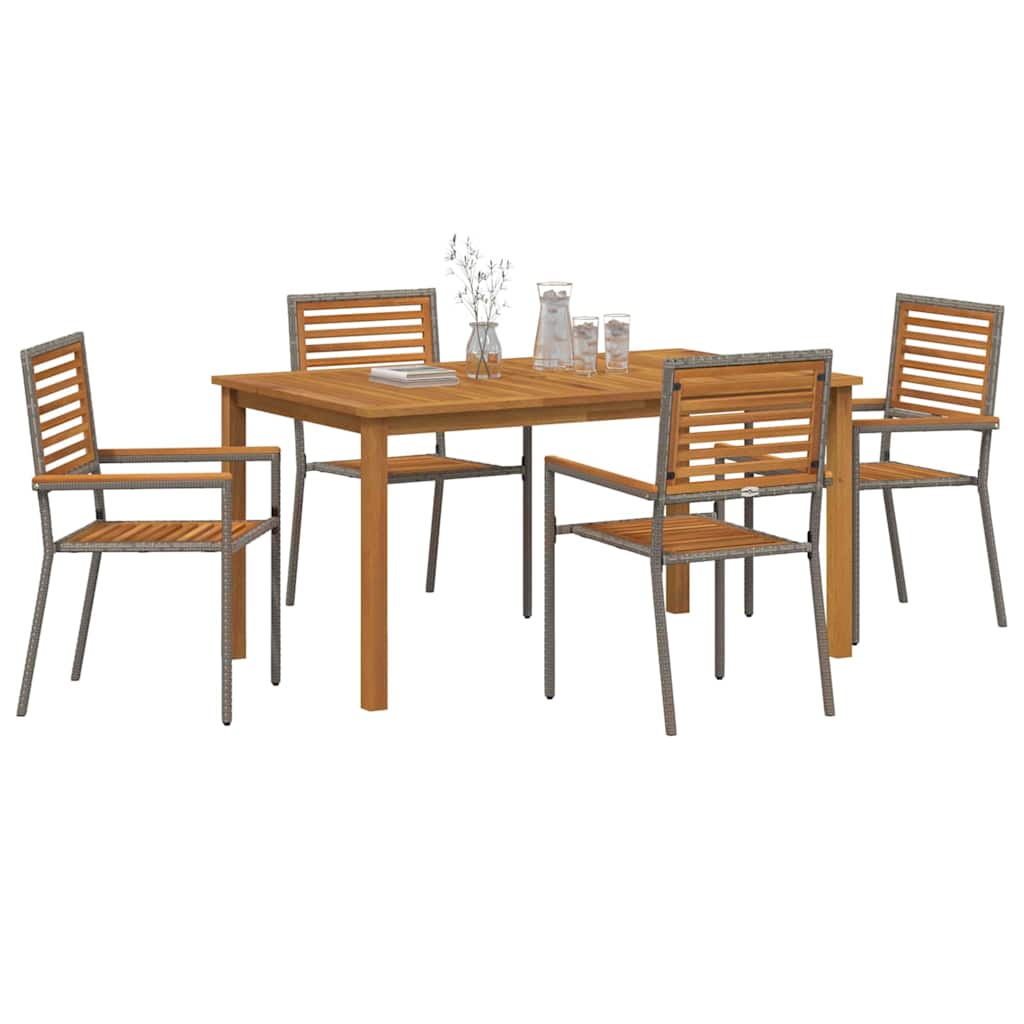 Garten Essgruppe 5 Stk. Grau Massivholz Akazie