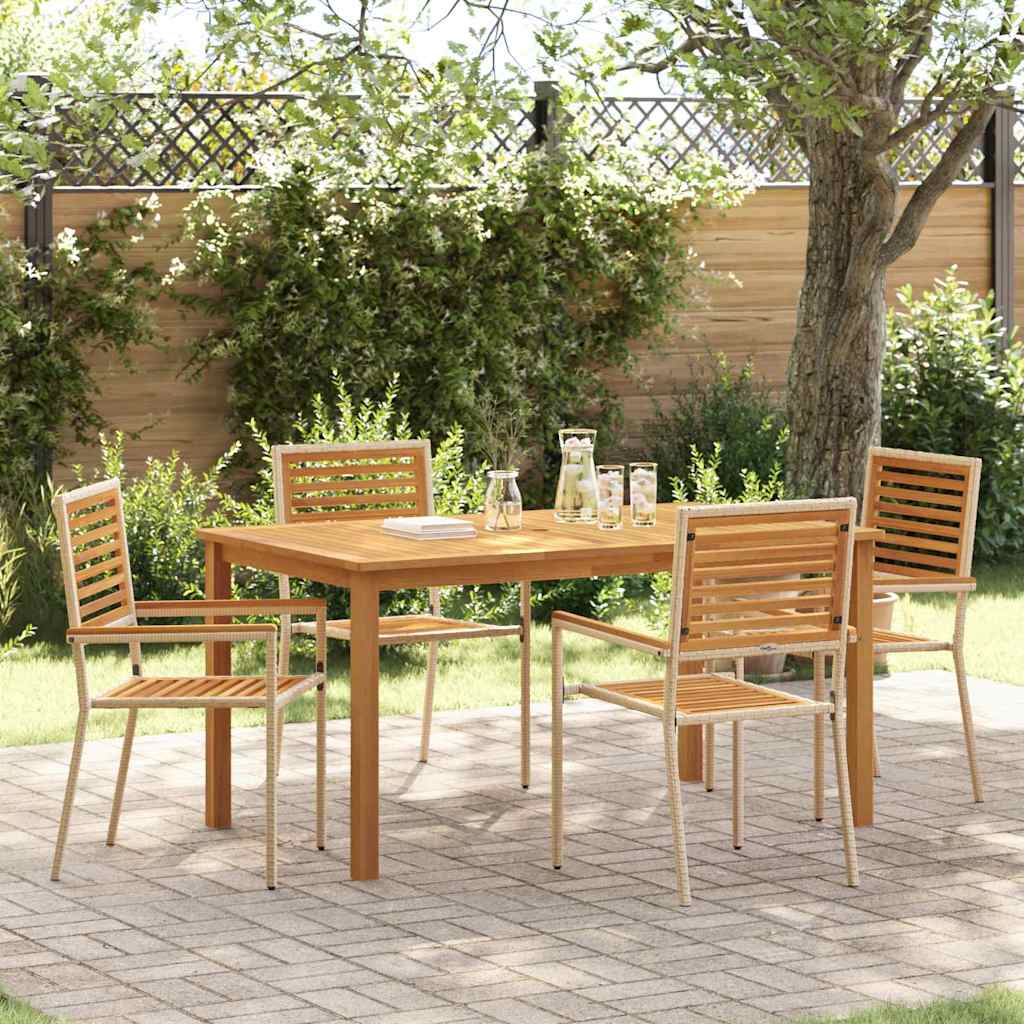 Garten Essgruppe 5 stk. Beige Massivholz Akazie