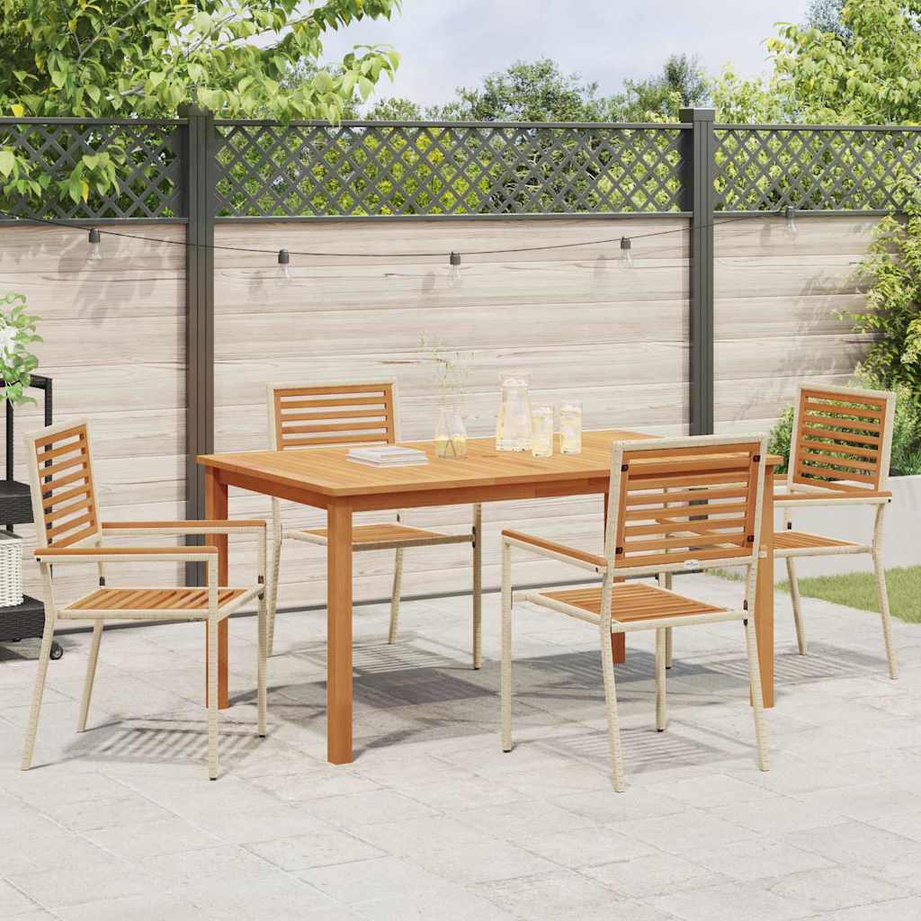 Garten Essgruppe 5 stk. Beige Massivholz Akazie