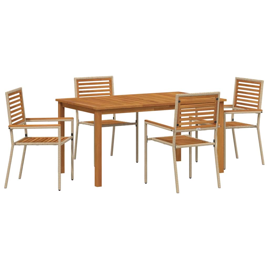 Garten Essgruppe 5 stk. Beige Massivholz Akazie