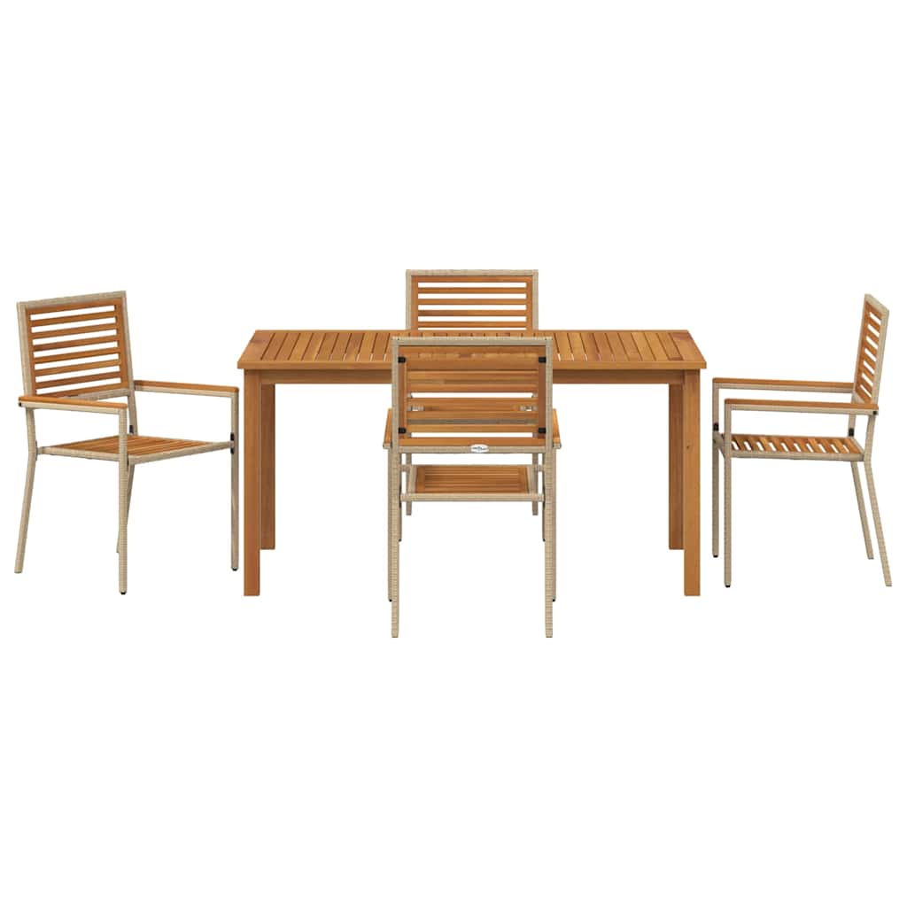 Garten Essgruppe 5 stk. Beige Massivholz Akazie