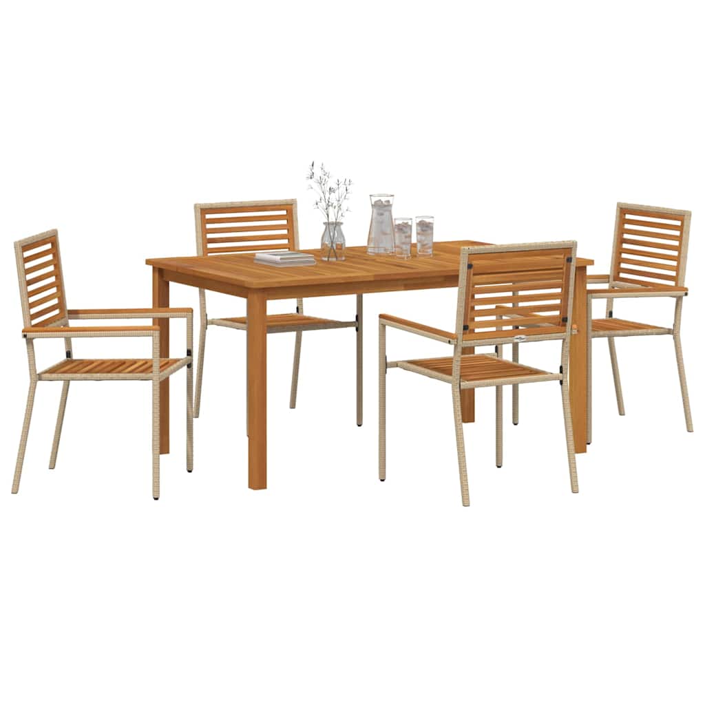 Garten Essgruppe 5 stk. Beige Massivholz Akazie