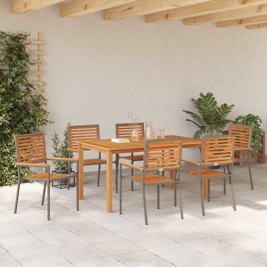 Garten Essgruppe 7 Stk. Grau Massivholz Akazie