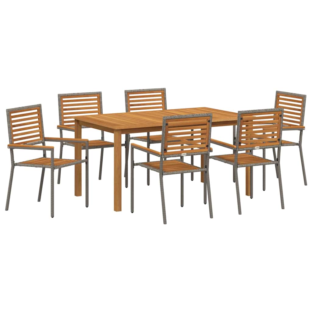 Garten Essgruppe 7 Stk. Grau Massivholz Akazie