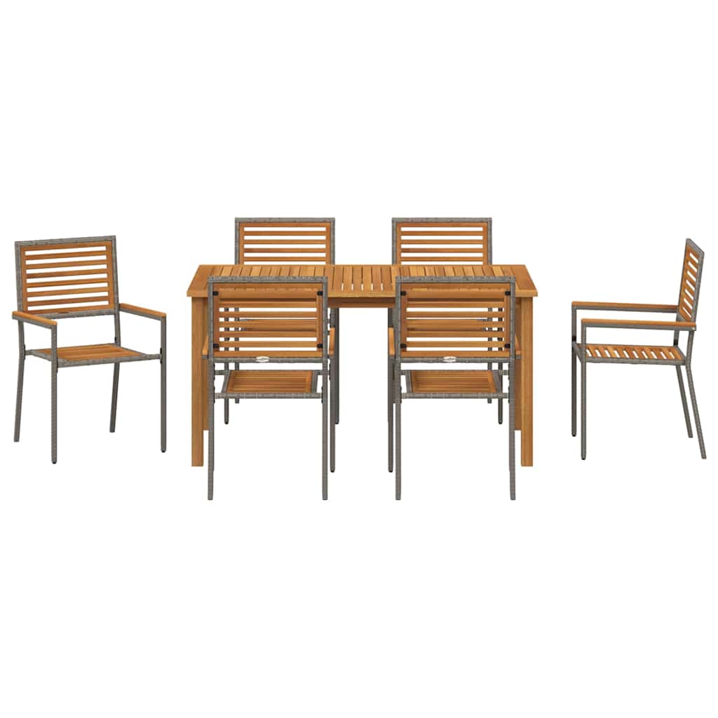 Garten Essgruppe 7 pcs Grau Massivholz Akazie