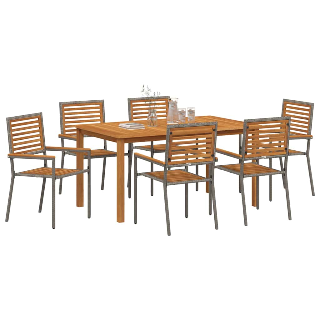 Garten Essgruppe 7 Stk. Grau Massivholz Akazie