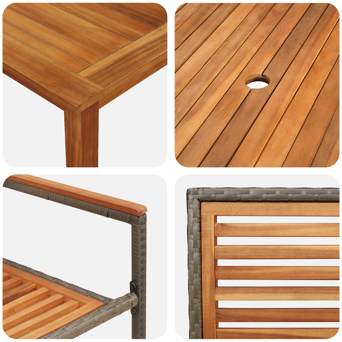 Garten Essgruppe 7 stk. Grau Massivholz Akazie