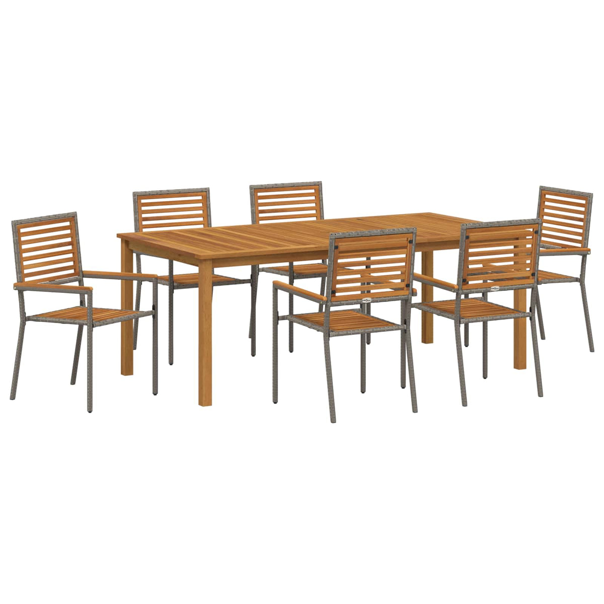 Garten Essgruppe 7 stk. Grau Massivholz Akazie