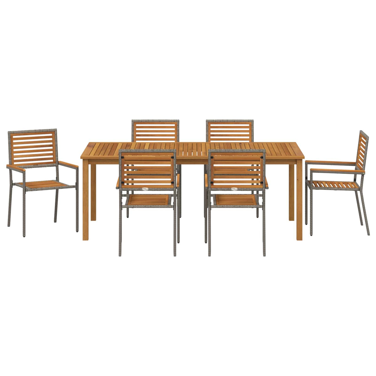 Garten Essgruppe 7 stk. Grau Massivholz Akazie