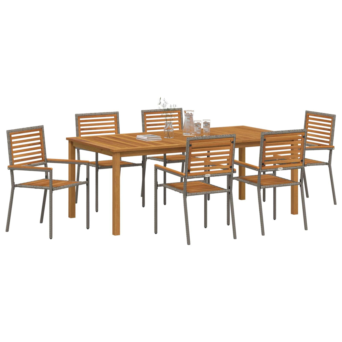 Garten Essgruppe 7 stk. Grau Massivholz Akazie