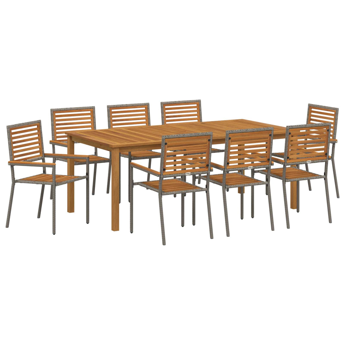 Garten Essgruppe 9 stk. Grau Massivholz Akazie