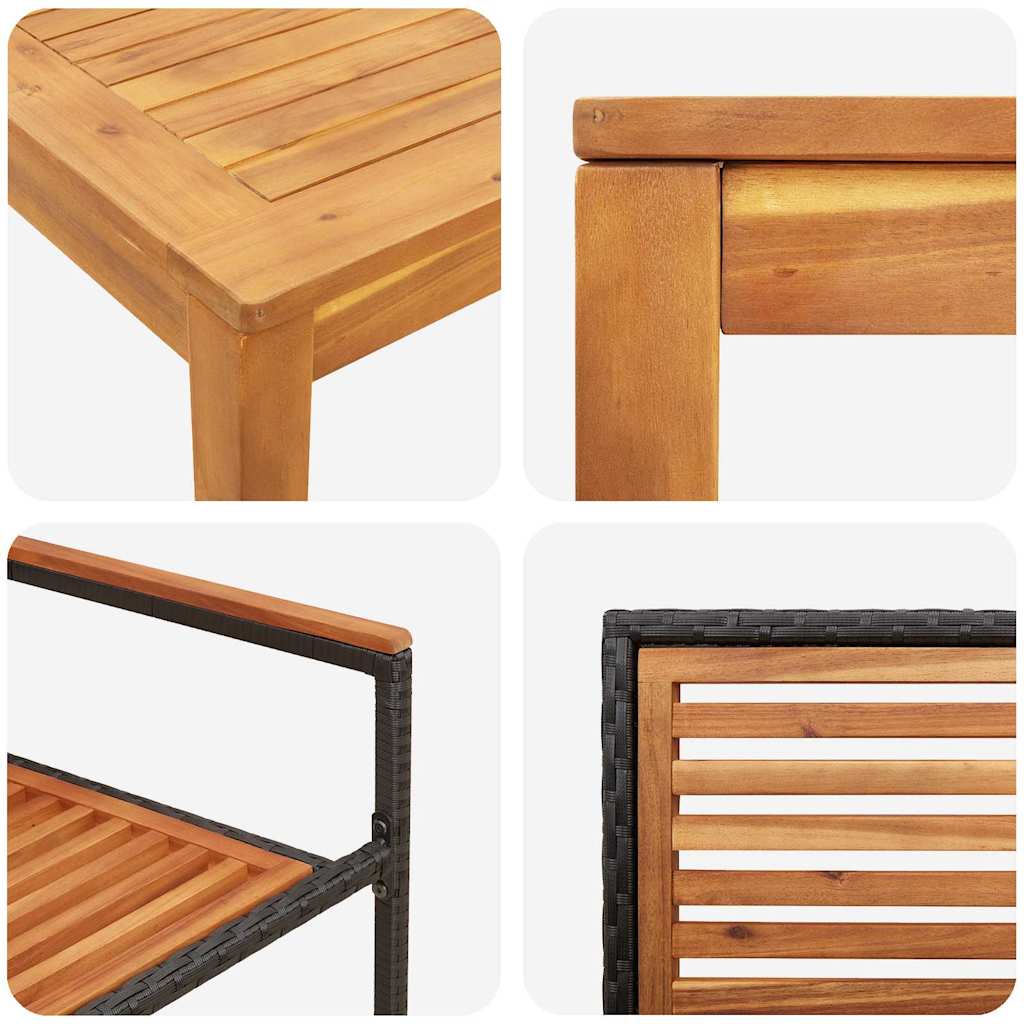 Garten Essgruppe 3 pcs Schwarz Massivholz Akazie