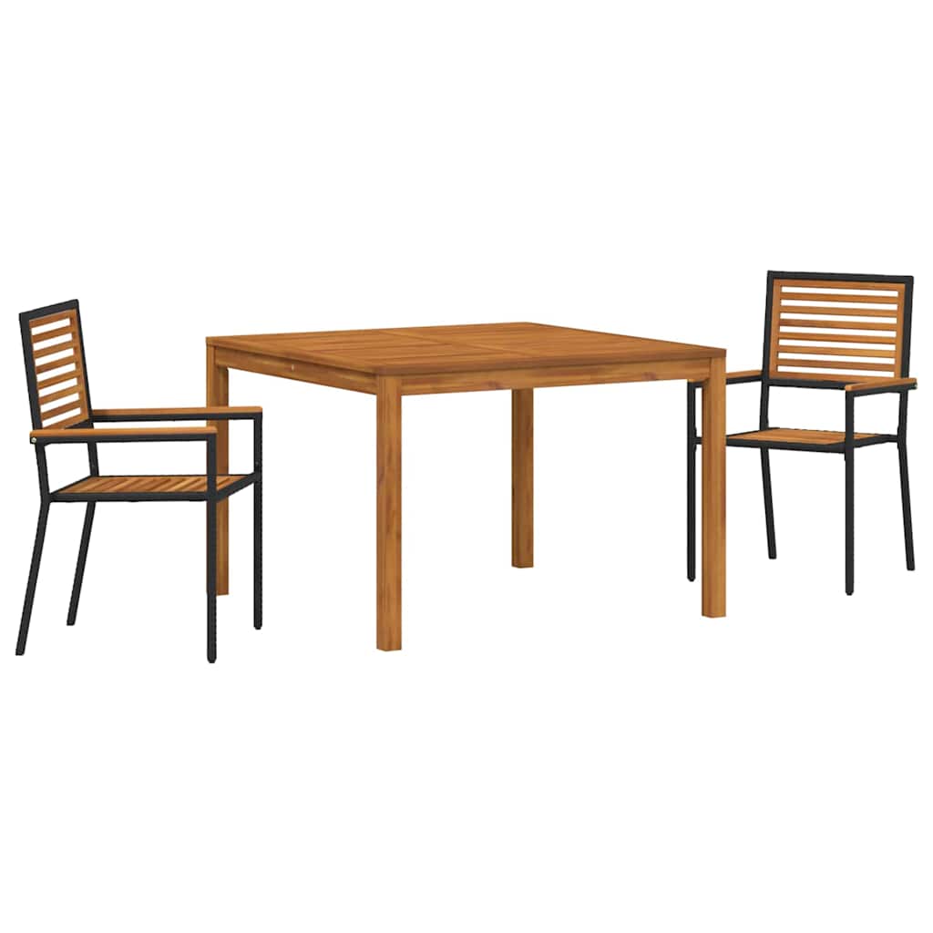 Garten Essgruppe 3 pcs Schwarz Massivholz Akazie
