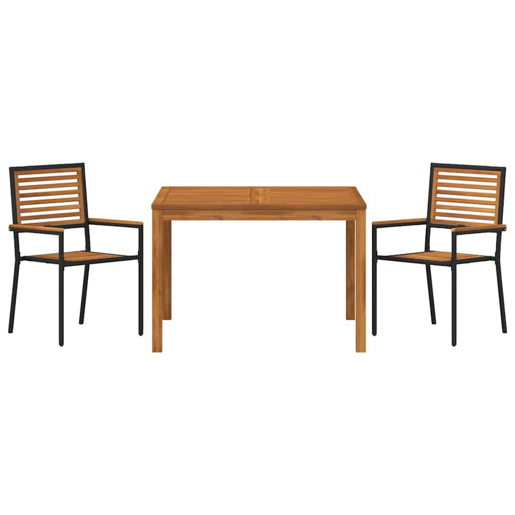 Garten Essgruppe 3 pcs Schwarz Massivholz Akazie