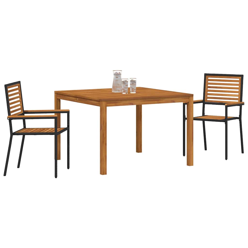 Garten Essgruppe 3 pcs Schwarz Massivholz Akazie