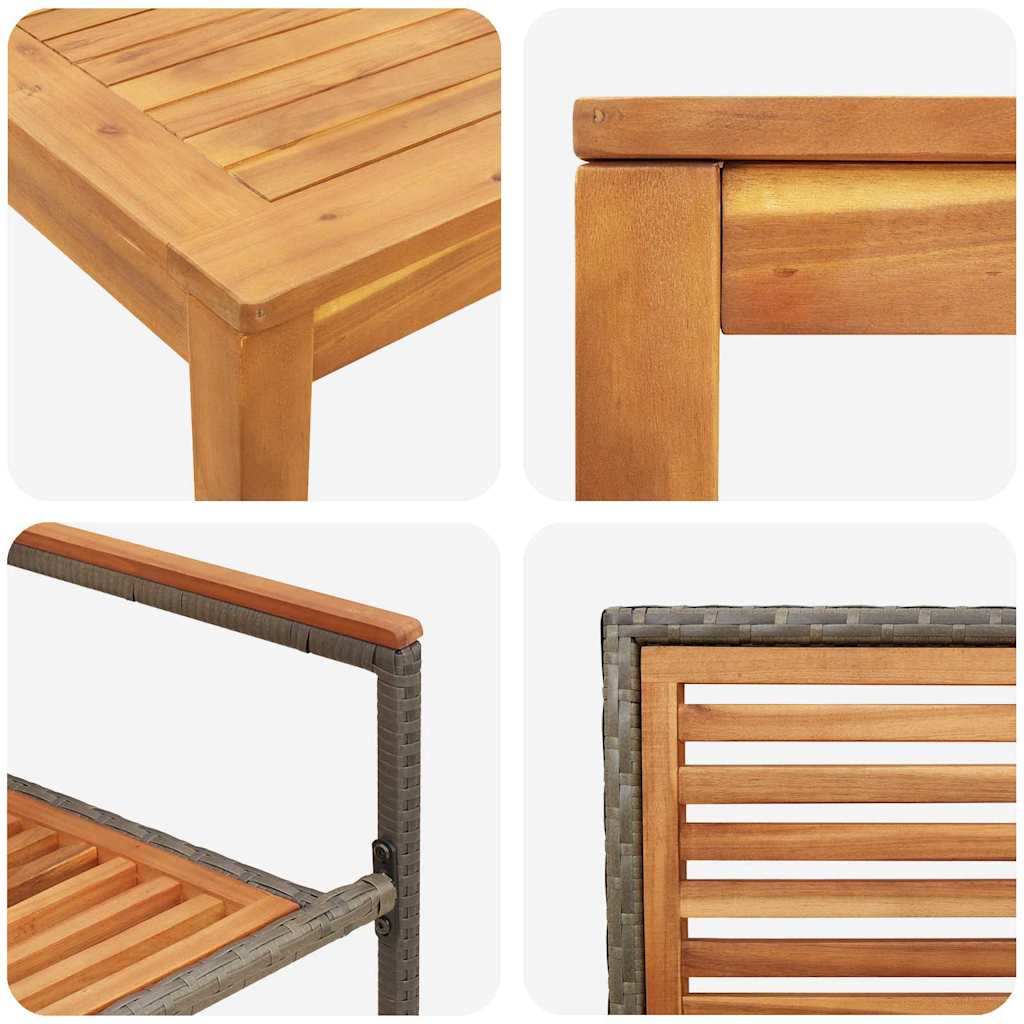 Garten Essgruppe 3 pcs Grau Massivholz Akazie