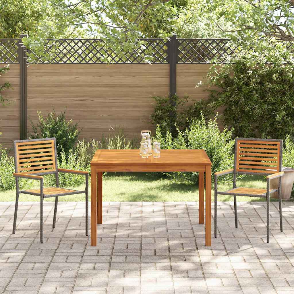 Garten Essgruppe 3 pcs Grau Massivholz Akazie