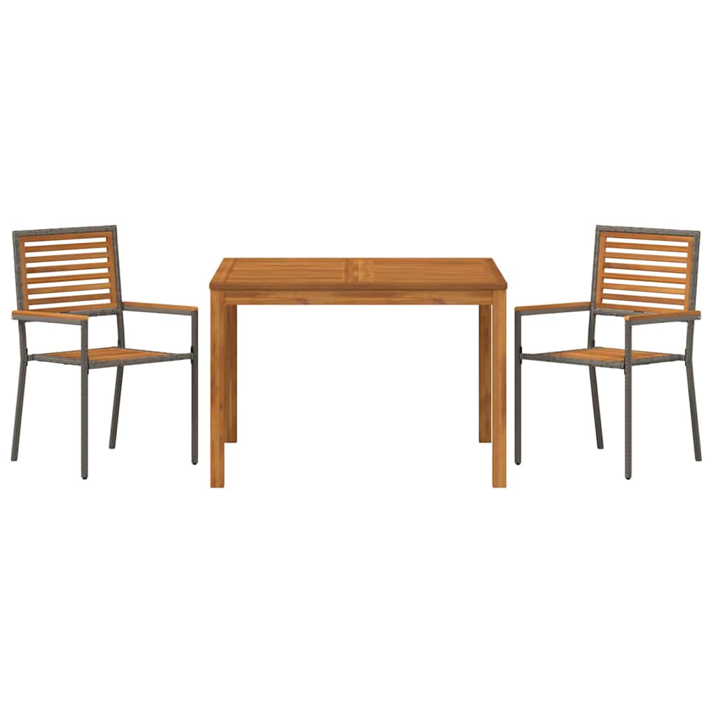 Garten Essgruppe 3 pcs Grau Massivholz Akazie