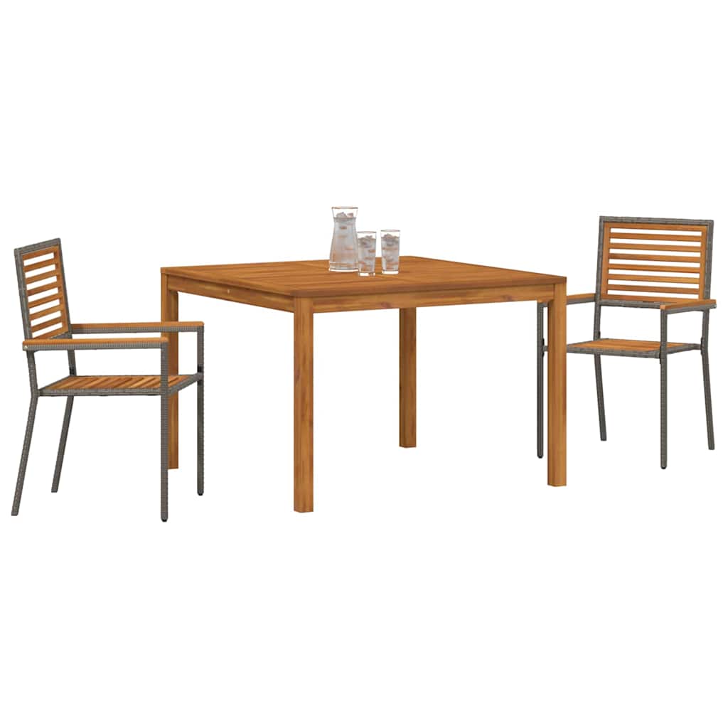Garten Essgruppe 3 pcs Grau Massivholz Akazie