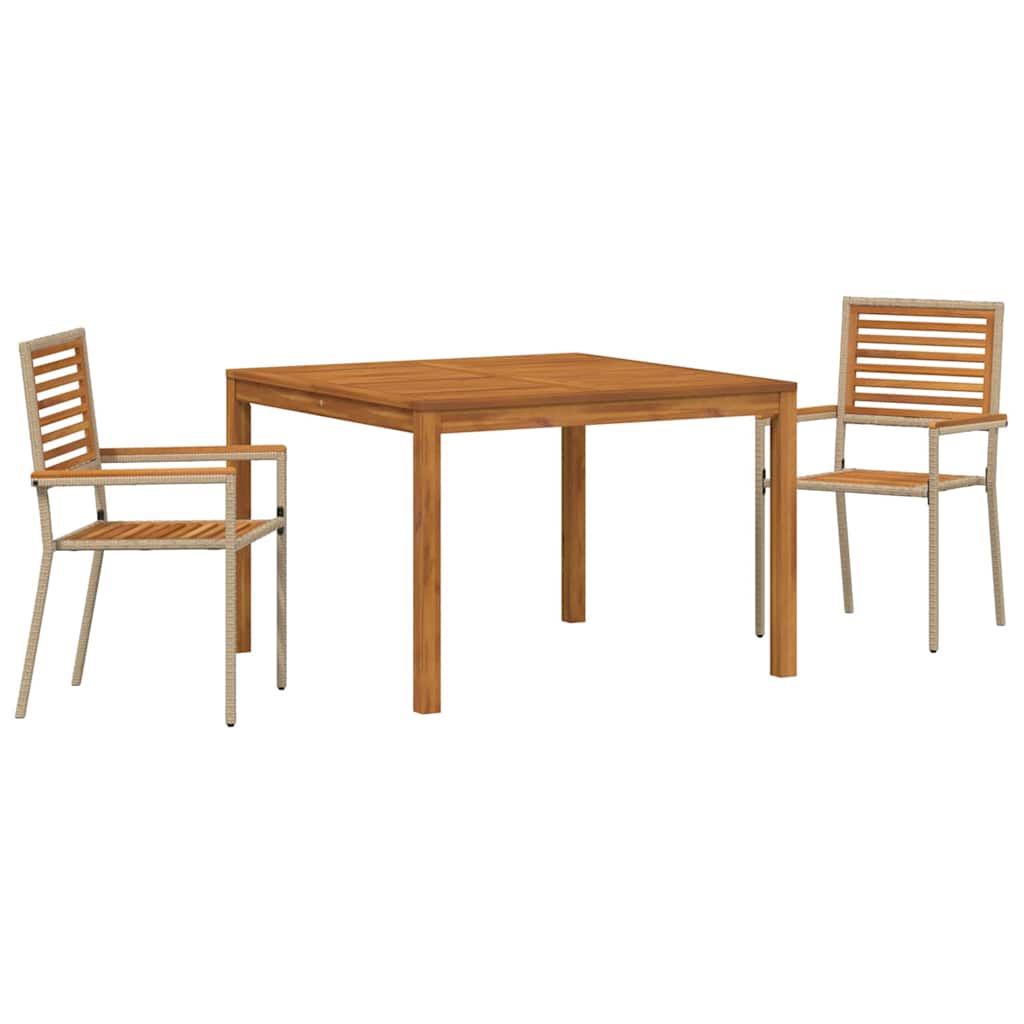 Garten Essgruppe 3 Stk. Beige Massivholz Akazie