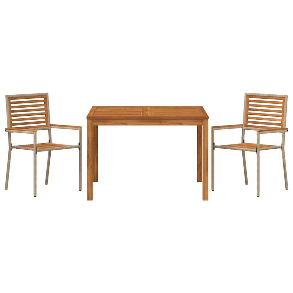 Garten Essgruppe 3 Stk. Beige Massivholz Akazie