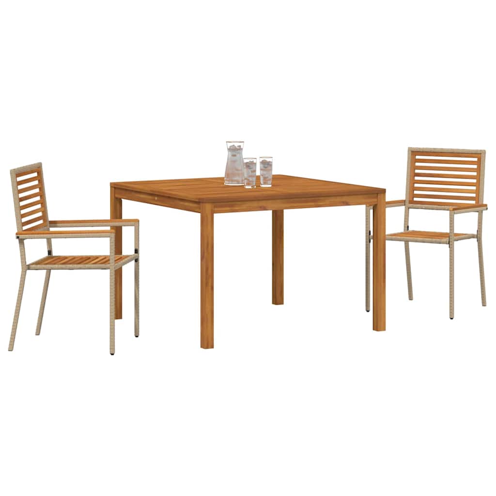 Garten Essgruppe 3 Stk. Beige Massivholz Akazie