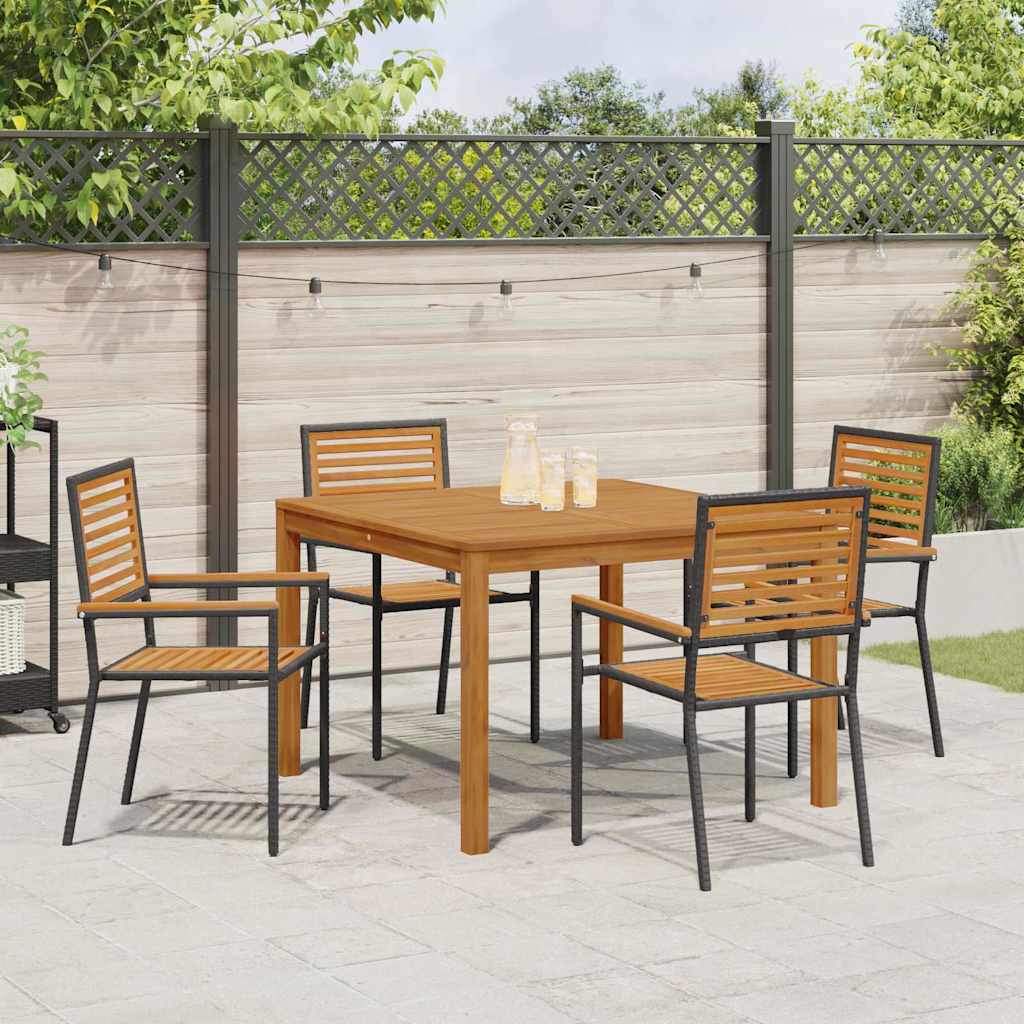Garten Essgruppe 5 pcs Schwarz Massivholz Akazie