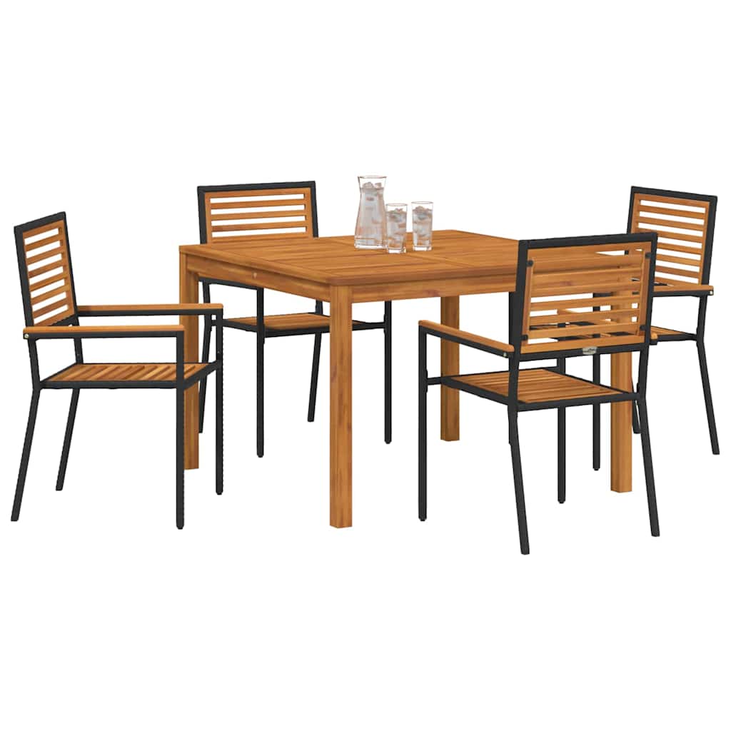 Garten Essgruppe 5 pcs Schwarz Massivholz Akazie