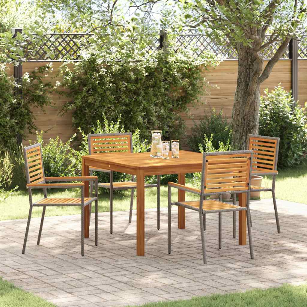 Garten Essgruppe 5 pcs Grau Massivholz Akazie