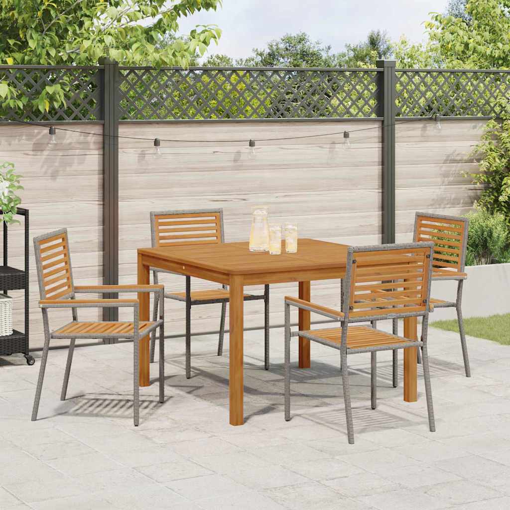 Garten Essgruppe 5 pcs Grau Massivholz Akazie