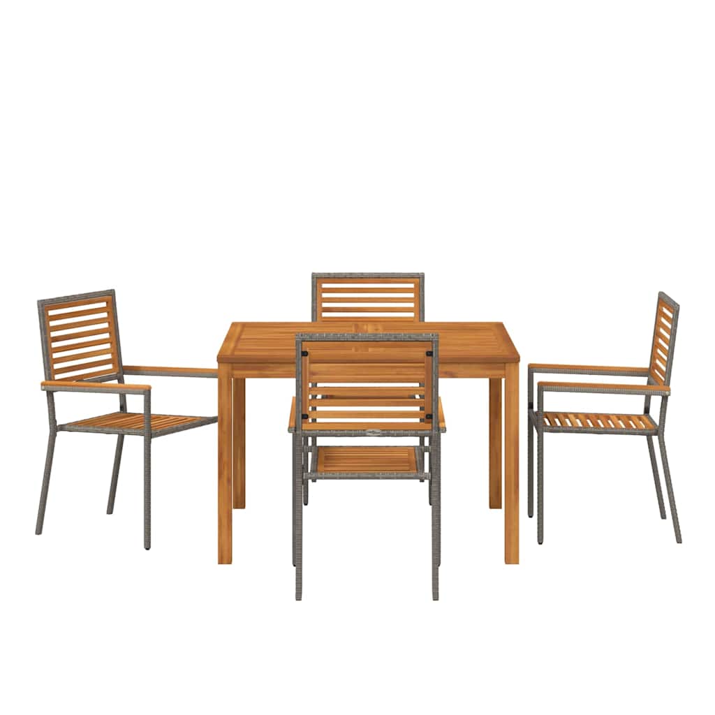 Garten Essgruppe 5 pcs Grau Massivholz Akazie