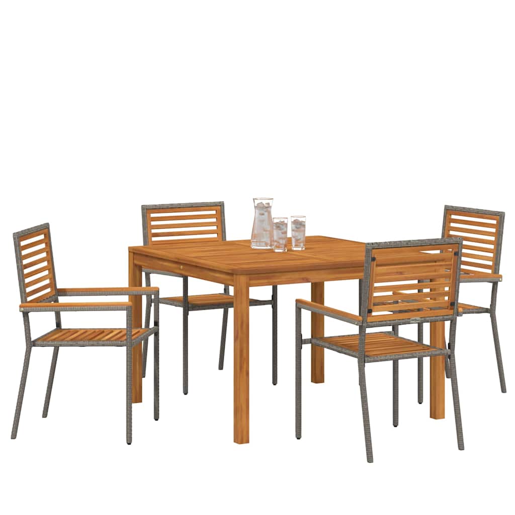 Garten Essgruppe 5 pcs Grau Massivholz Akazie
