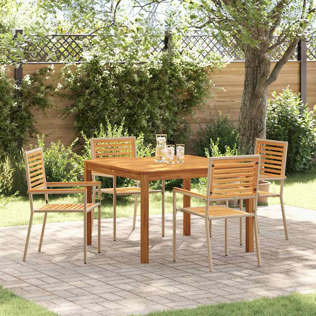 Garten Essgruppe 5 stk. Beige Massivholz Akazie