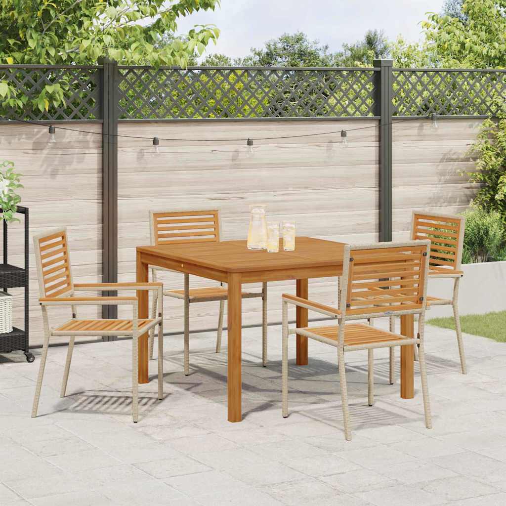 Garten Essgruppe 5 stk. Beige Massivholz Akazie