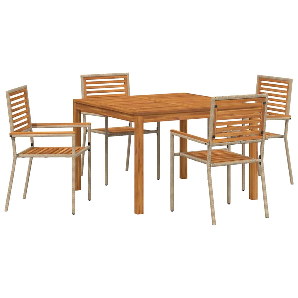 Garten Essgruppe 5 stk. Beige Massivholz Akazie