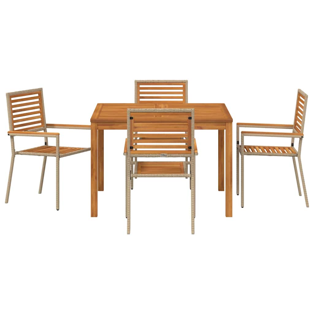Garten Essgruppe 5 stk. Beige Massivholz Akazie