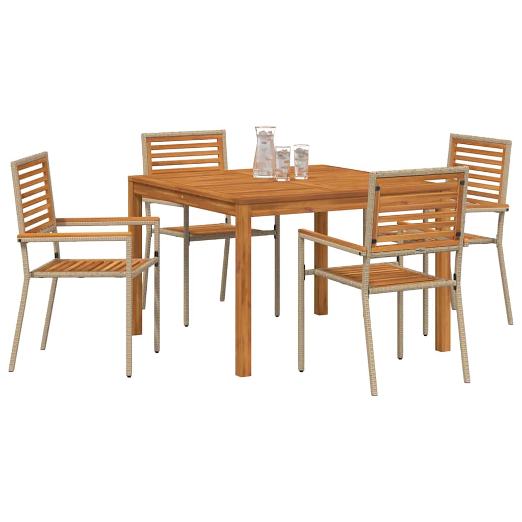 Garten Essgruppe 5 stk. Beige Massivholz Akazie