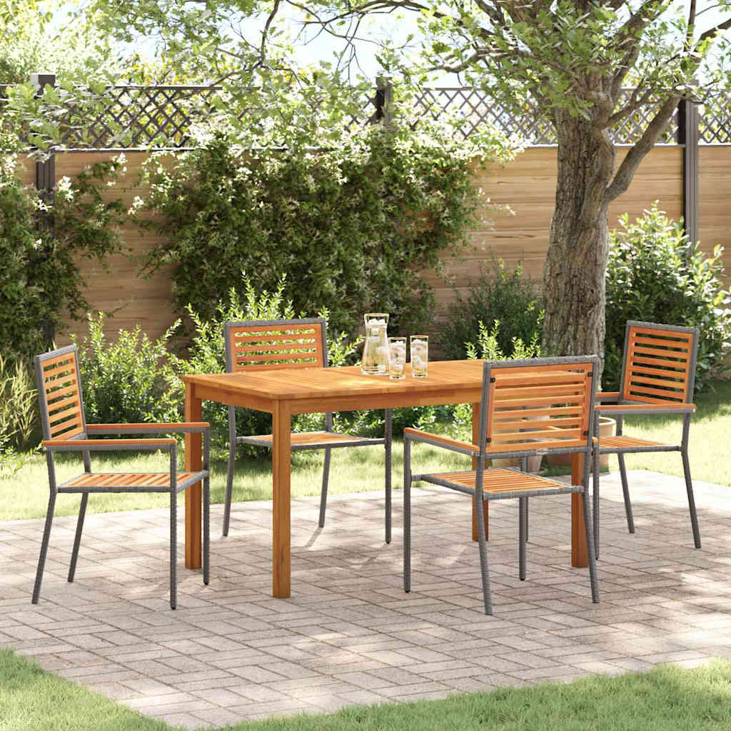 Garten Essgruppe 5 stk. Grau Massivholz Akazie