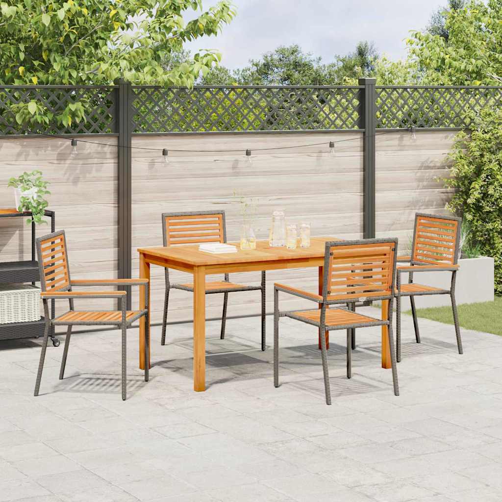 Garten Essgruppe 5 stk. Grau Massivholz Akazie