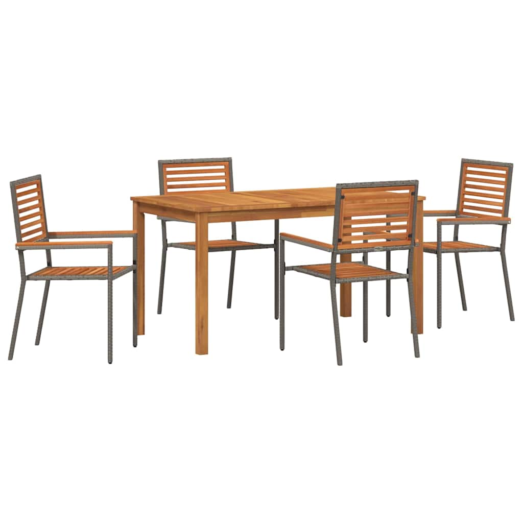 Garten Essgruppe 5 stk. Grau Massivholz Akazie