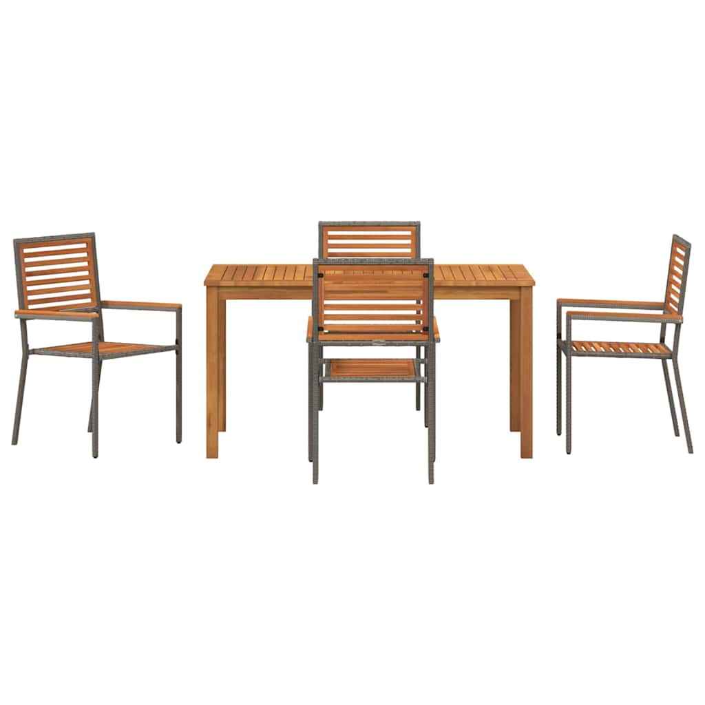 Garten Essgruppe 5 stk. Grau Massivholz Akazie