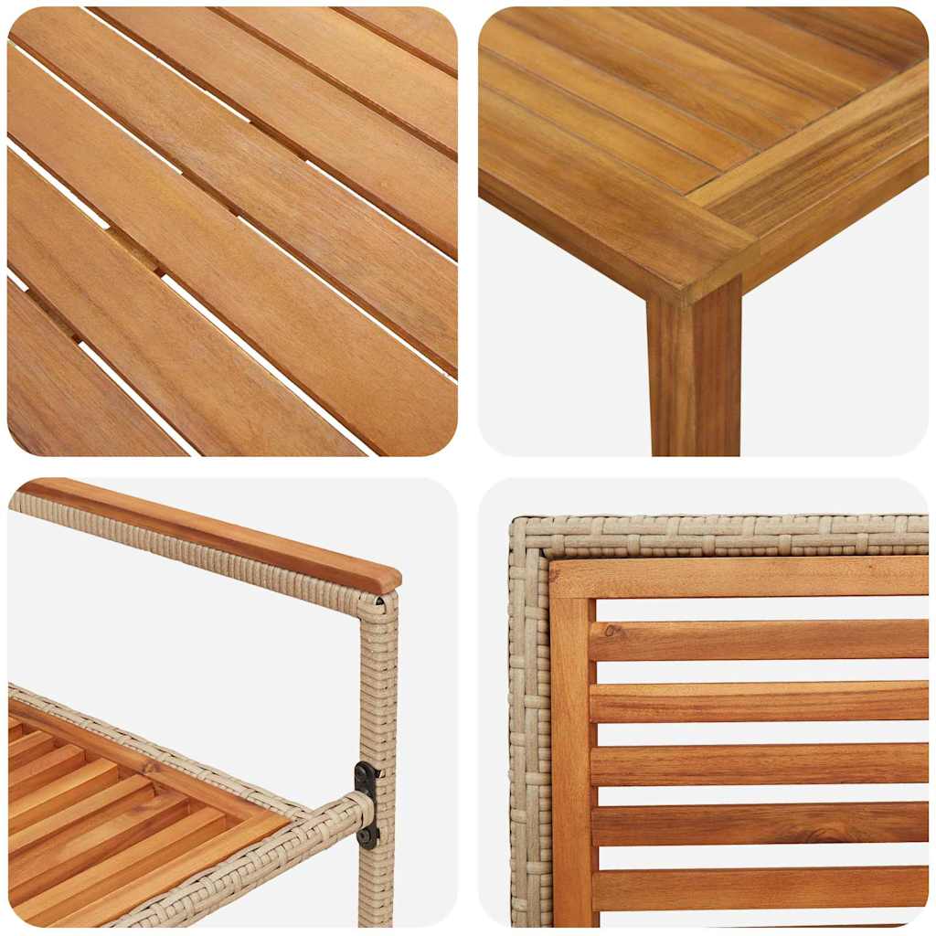Garten Essgruppe 5 Stk. Beige Massivholz Akazie