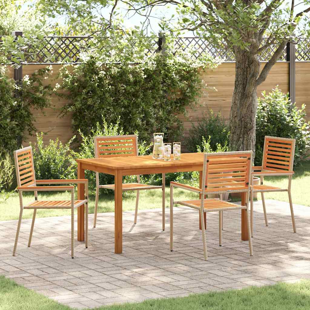 Garten Essgruppe 5 Stk. Beige Massivholz Akazie