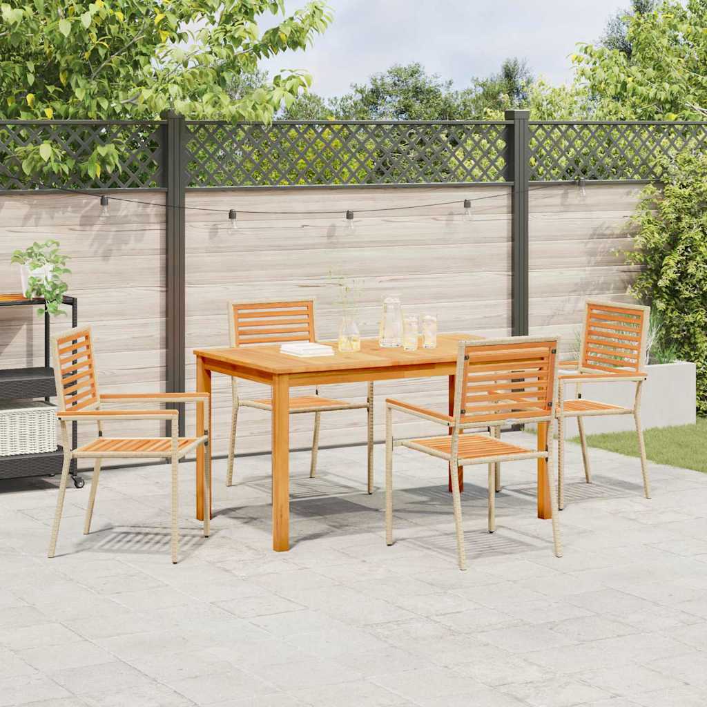 Garten Essgruppe 5 Stk. Beige Massivholz Akazie
